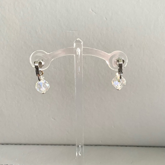 Mid-century crystal drop clip earrings - Picture 8 of 8